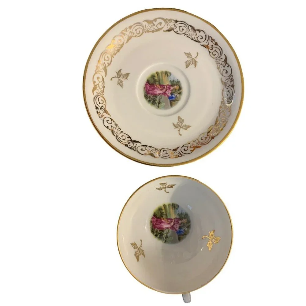 Veritable Porcelaine Cup and Saucer  Man and Woman Lot of 3 Set Pre-Owned READ - Picture 11 of 12